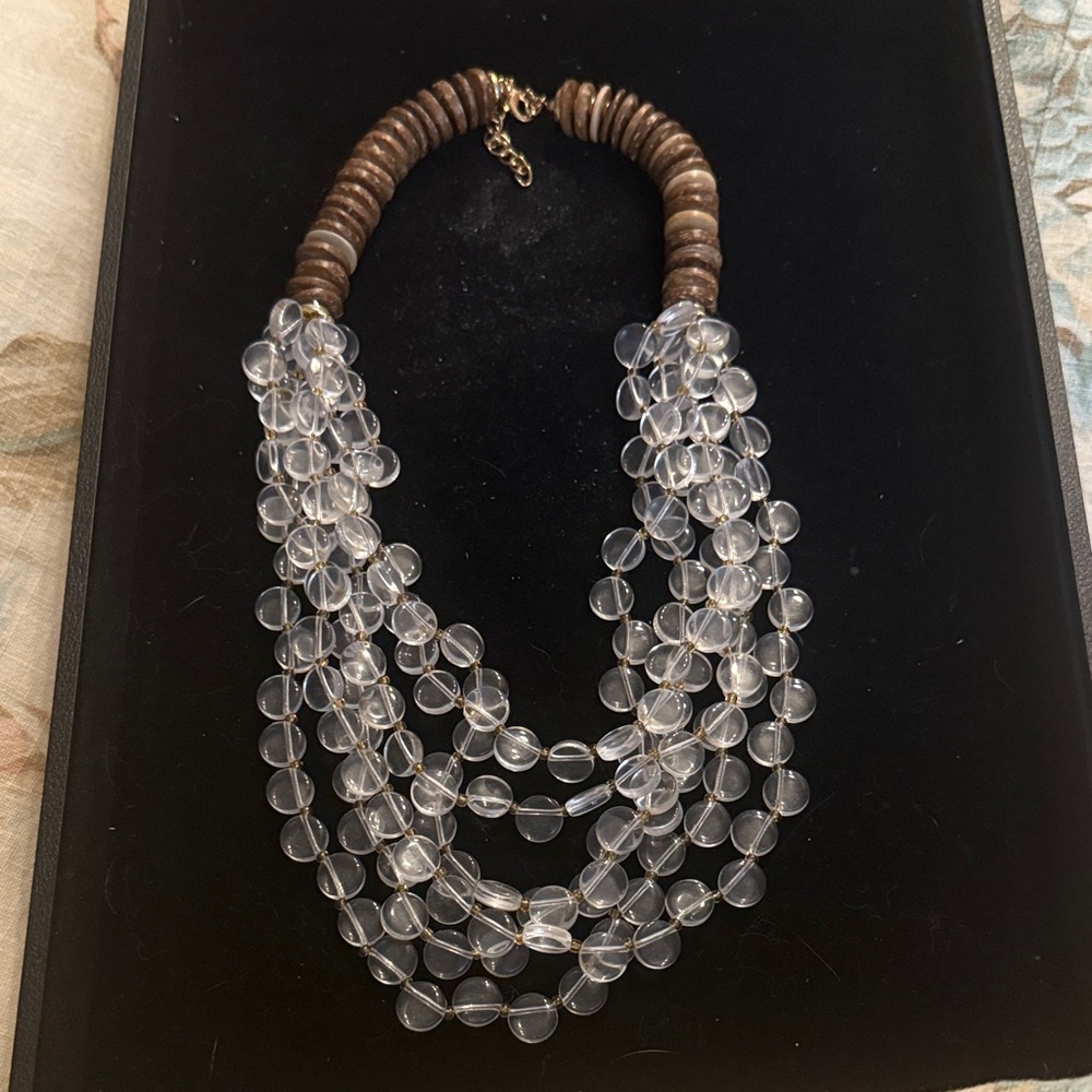 Chic Brown and Clear Beaded Necklace
